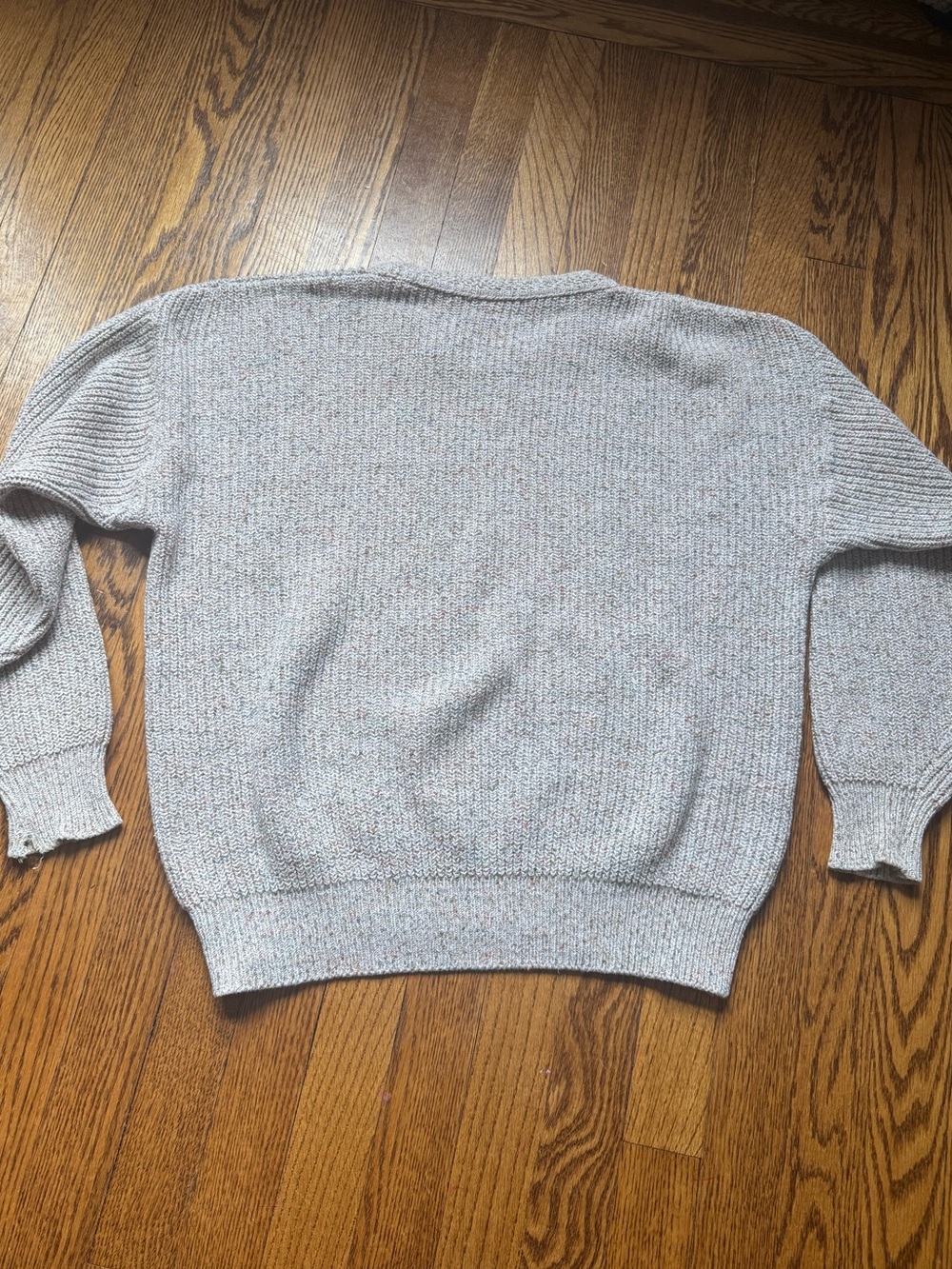 Vintage 90s USA Tweed Shaker Knit Sweater Women's M/L Fisherman Grandpa Cottage - Picture 5 of 5